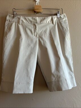 Adidas Clima Lite Classic Tailored Women's Cream Bermuda Shorts. Size 10.